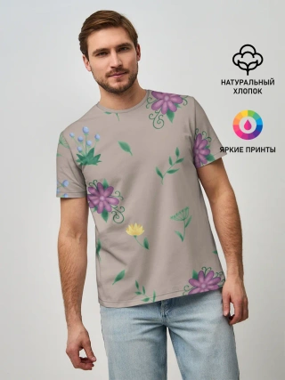 Мужская базовая футболка / Цветочная эстетика