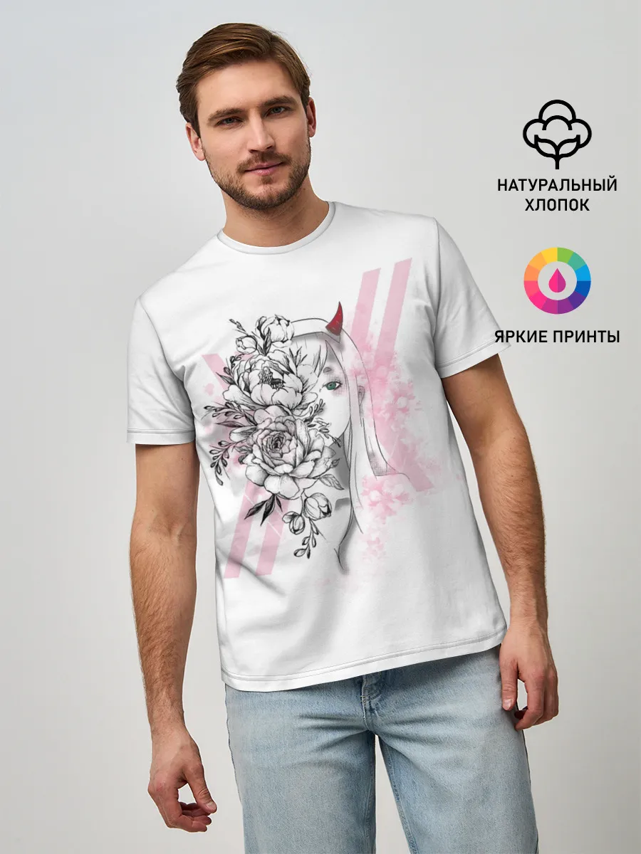 Мужская базовая футболка / Zero Two Roses