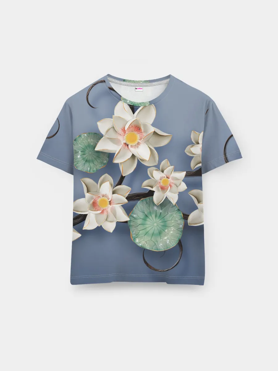 Мужская базовая футболка / 3D стеклянные цветы