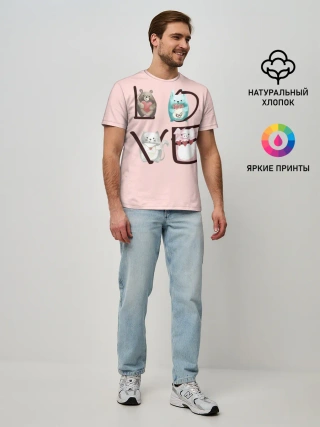Мужская базовая футболка / LOVE зверушки