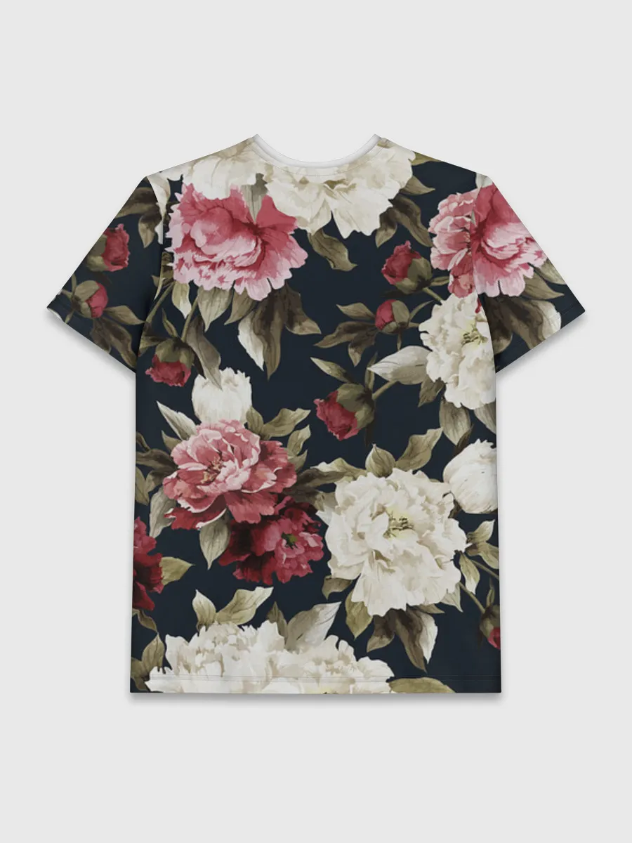 Мужская базовая футболка / Акварель, розы