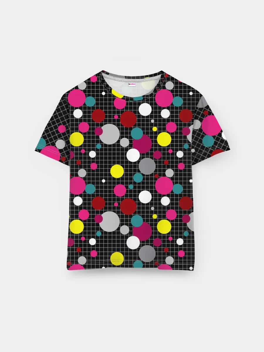 Мужская базовая футболка / Разноцветный горох на черном