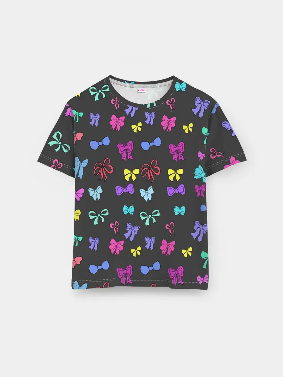 Мужская базовая футболка / банты радужные на темно-сером