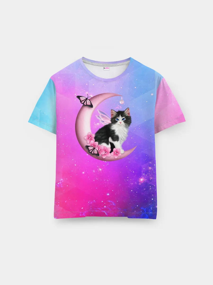 Мужская базовая футболка / Котик На Луне