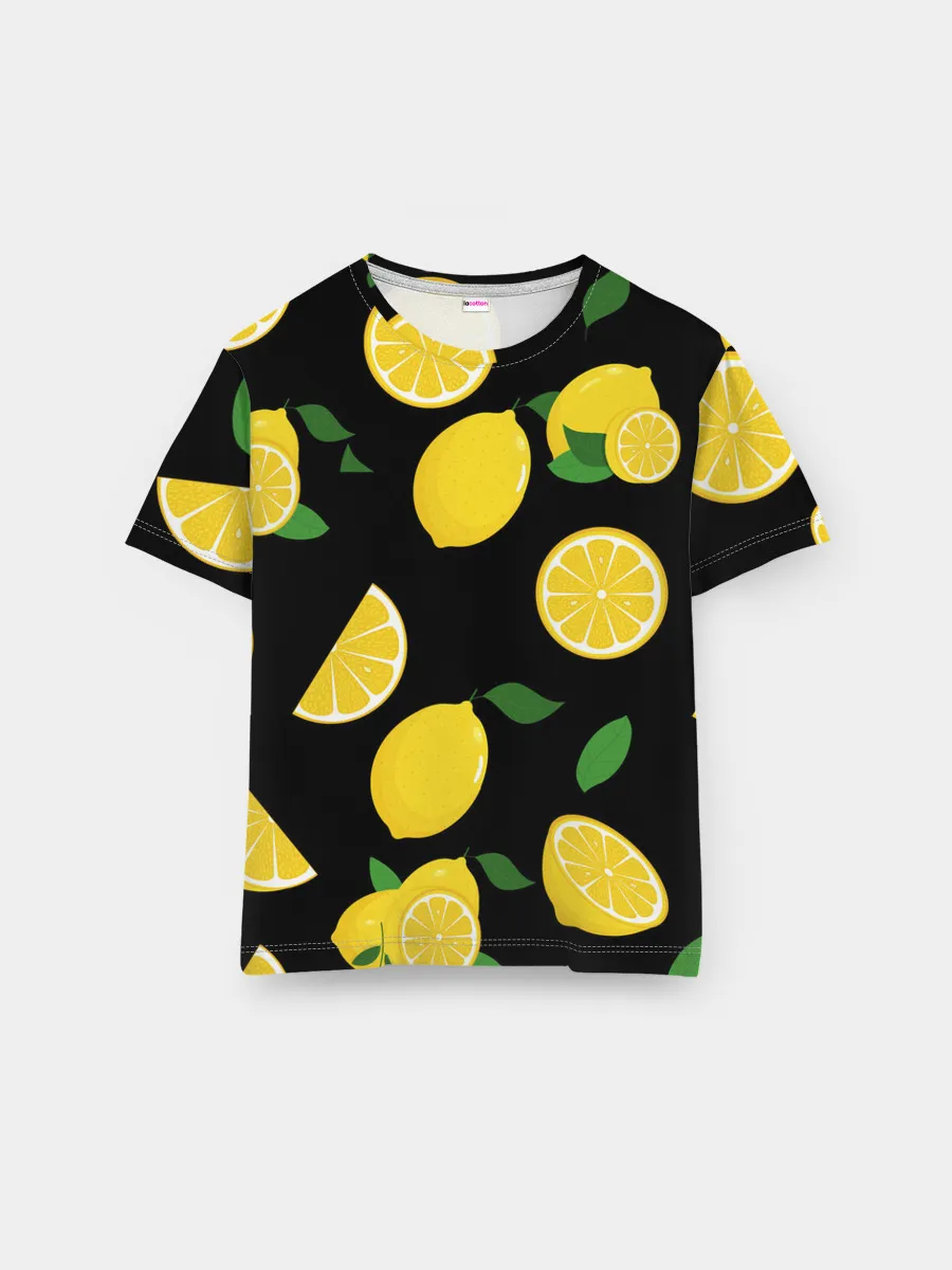 Мужская базовая футболка / Лимоны на чёрном