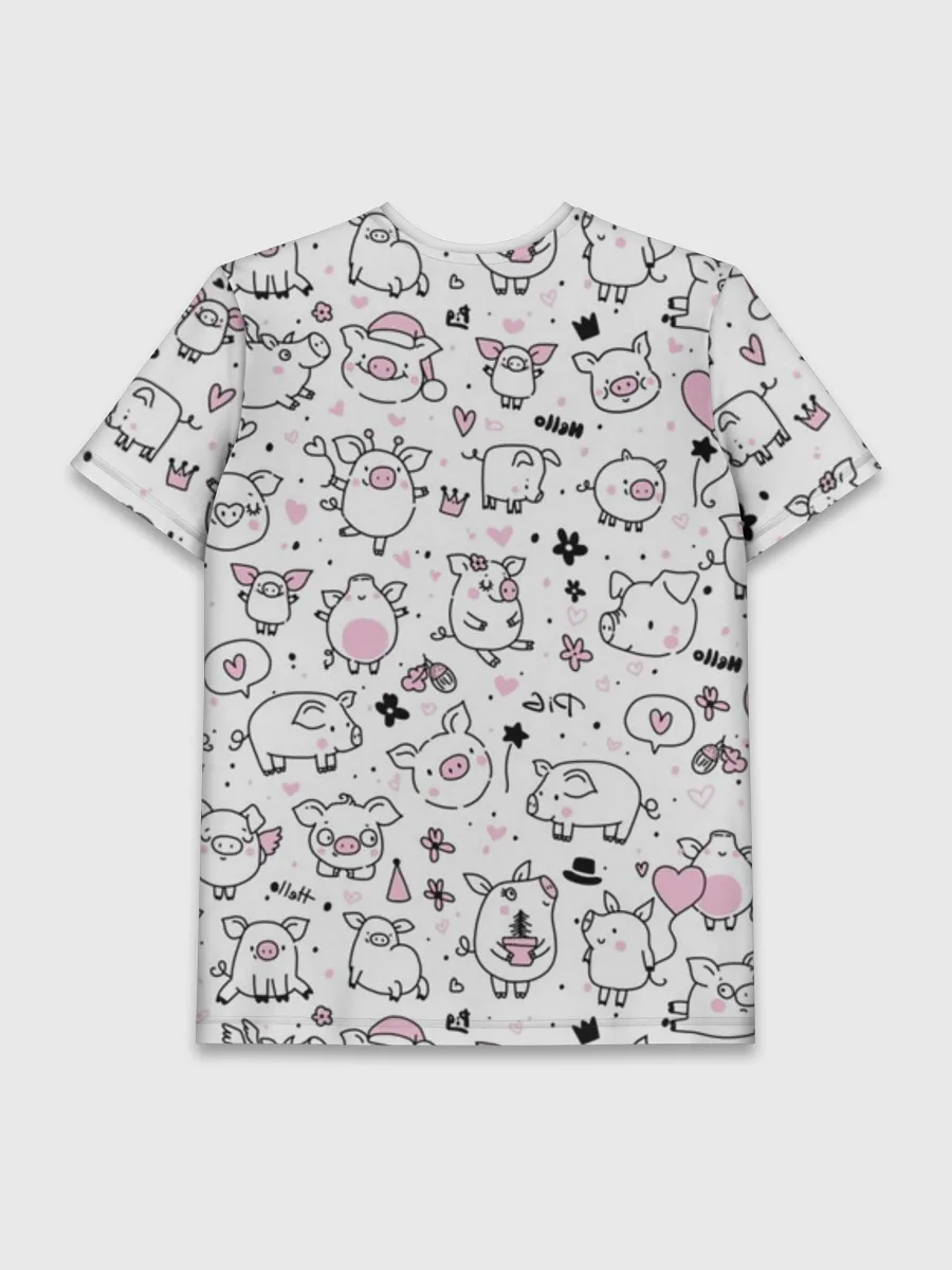 Мужская базовая футболка / Новогодние поросята