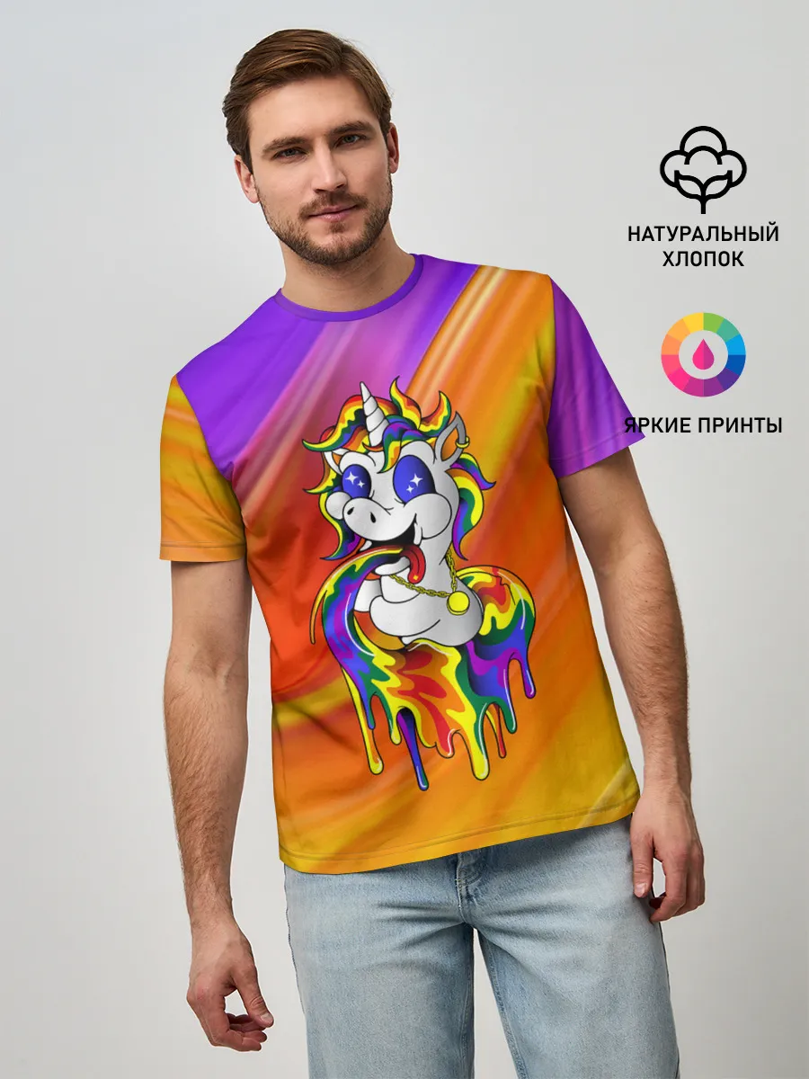 Мужская базовая футболка / Единорог | Unicorn | Rainbow