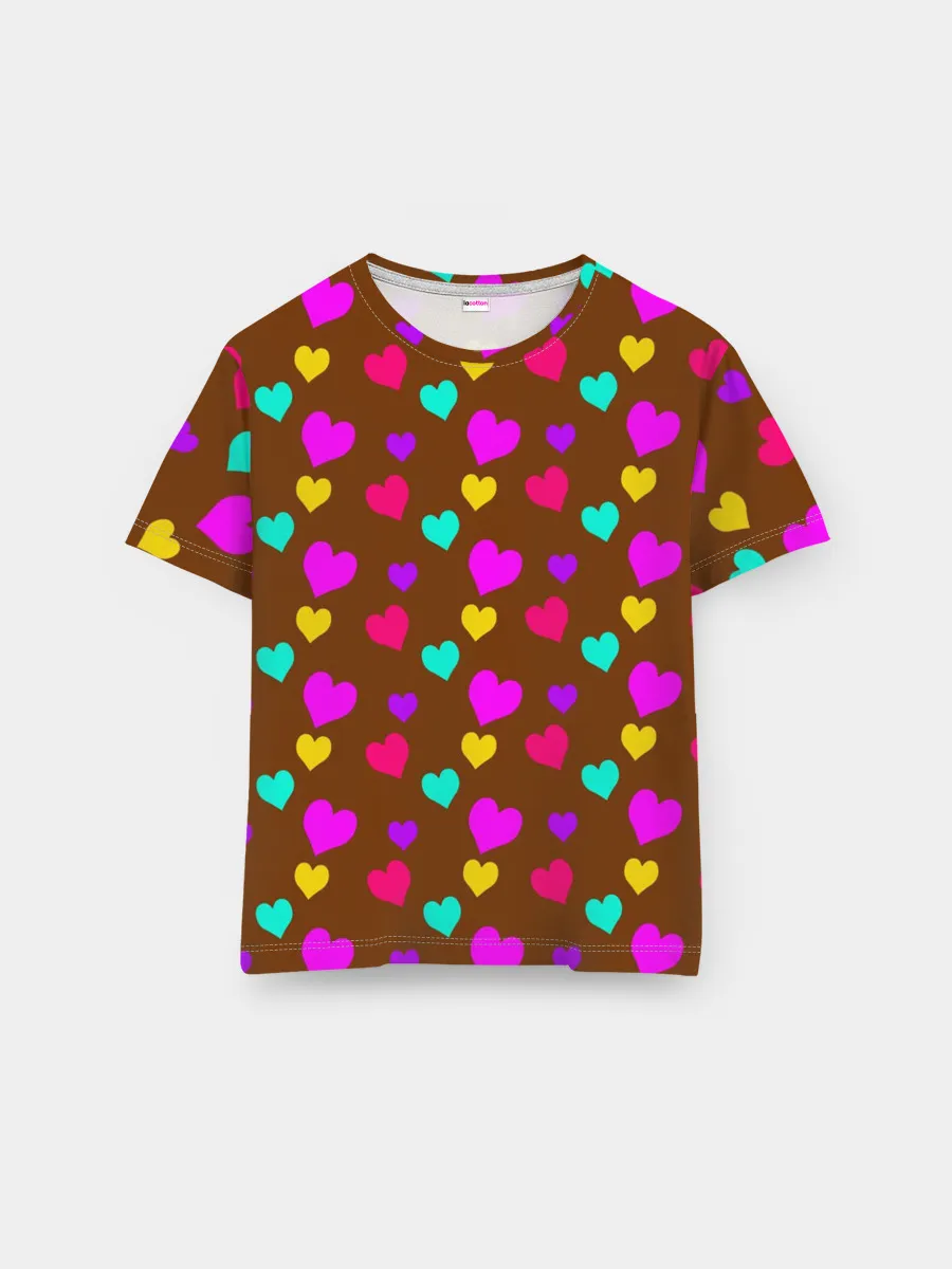 Мужская базовая футболка / сердечки разноцветные