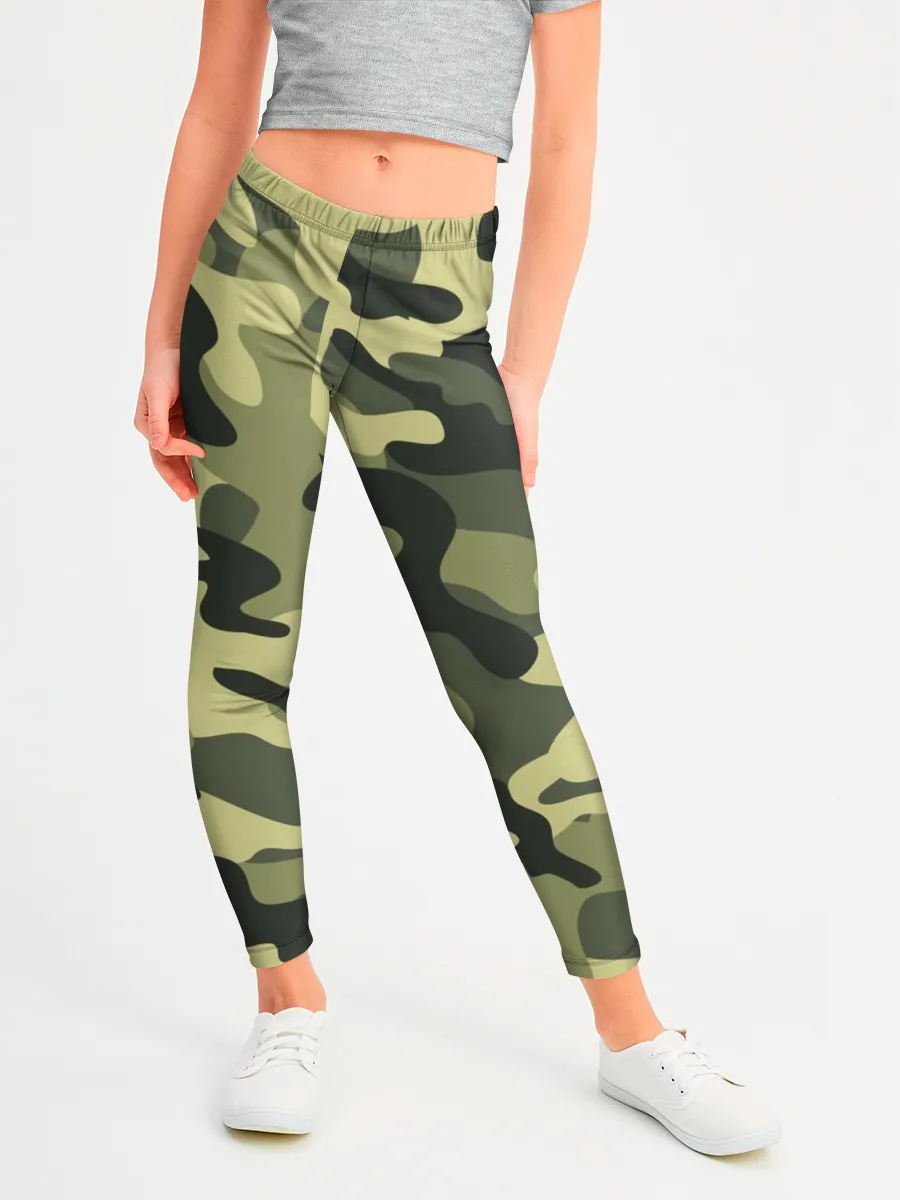 Леггинсы для девочки / Камуфляж Хаки