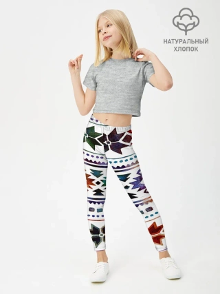Леггинсы для девочки / Снежинки акварель
