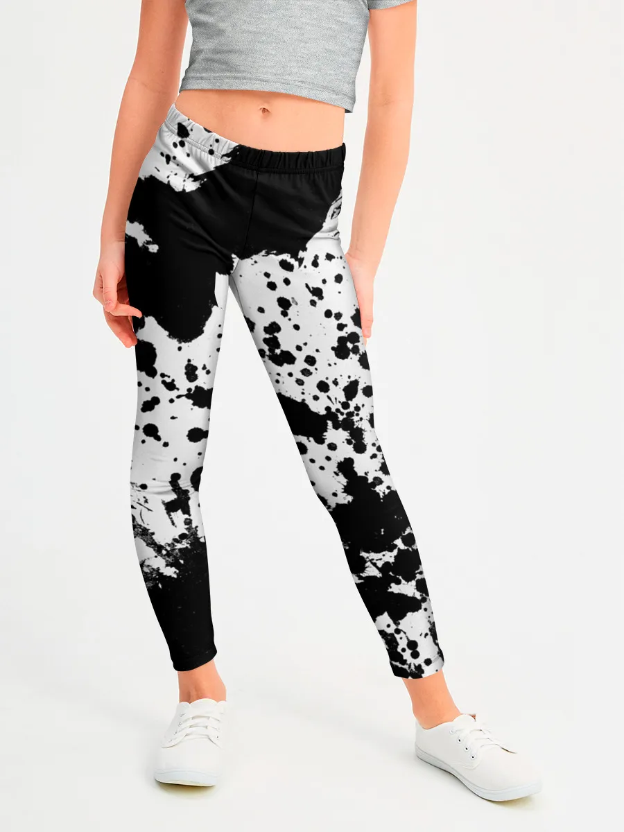 Леггинсы для девочки / Черно-белые капли