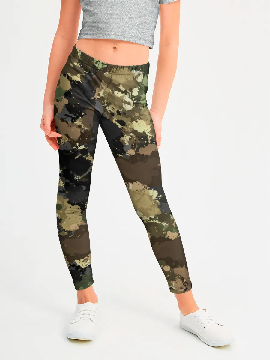 Леггинсы для девочки / Камуфляж с кляксами