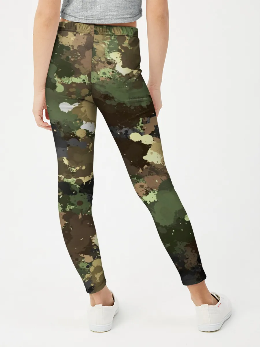 Леггинсы для девочки / Камуфляж с кляксами