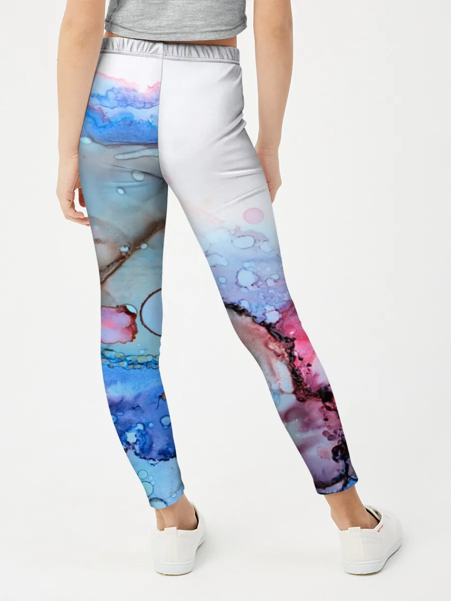 Леггинсы для девочки / Акварельные разводы