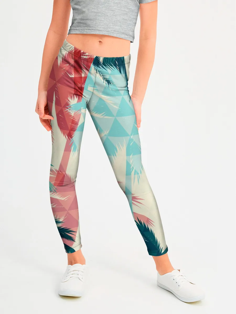 Леггинсы для девочки / Абстракция Пальмы Текстура