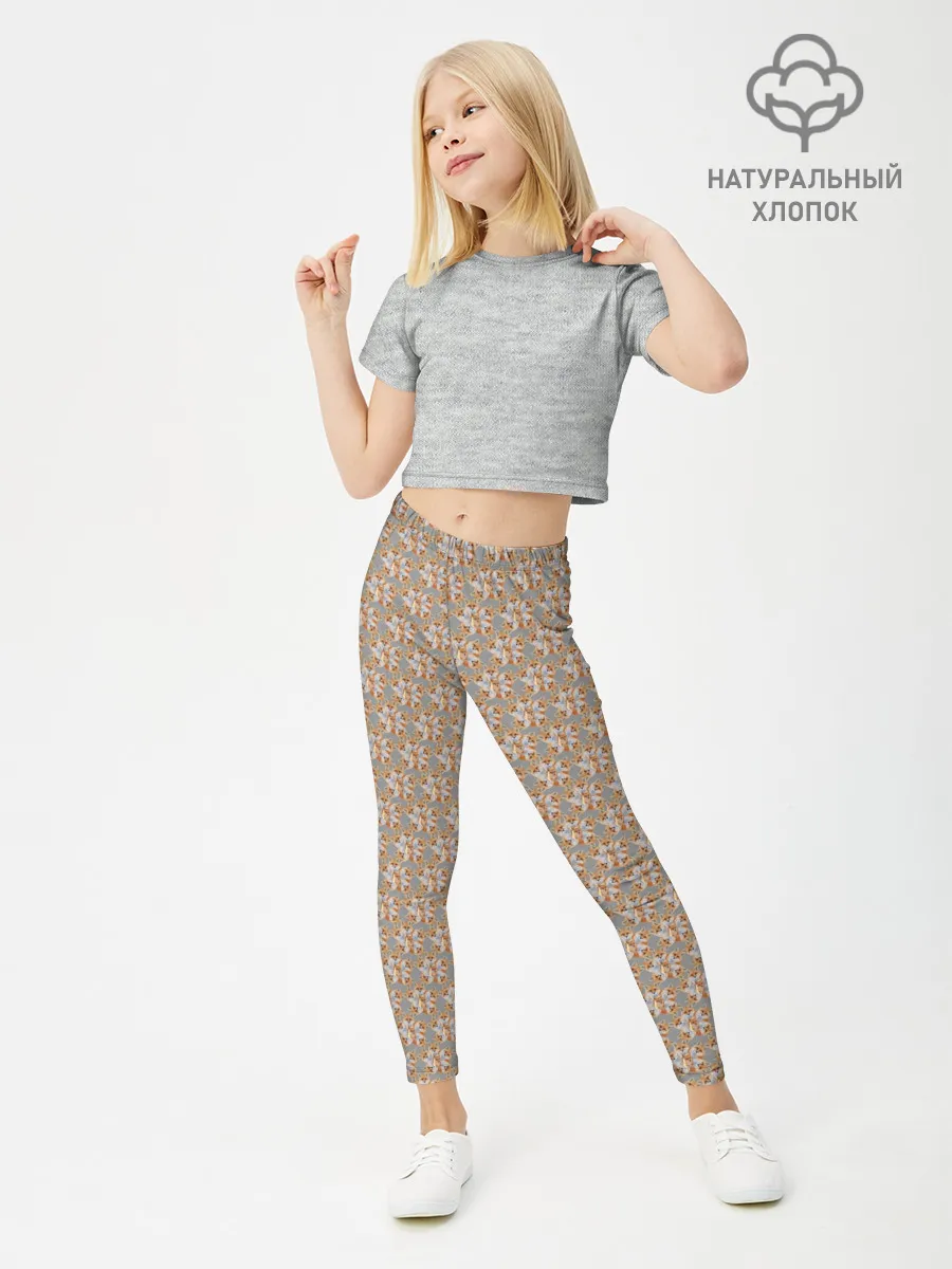 Леггинсы для девочки / Лисы узор