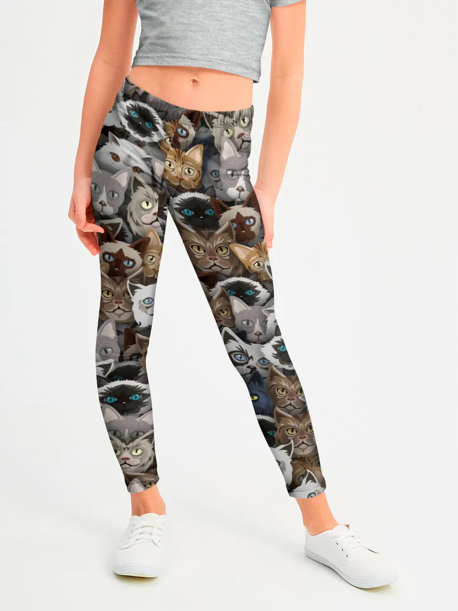 Леггинсы для девочки / Коты разных пород