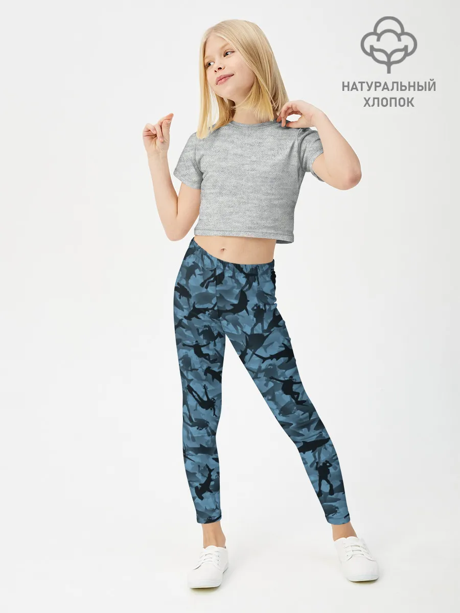 Леггинсы для девочки / Акулы и дайверы