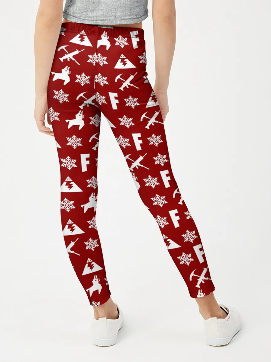 Леггинсы для девочки / FORTNITE НОВОГОДНИЙ