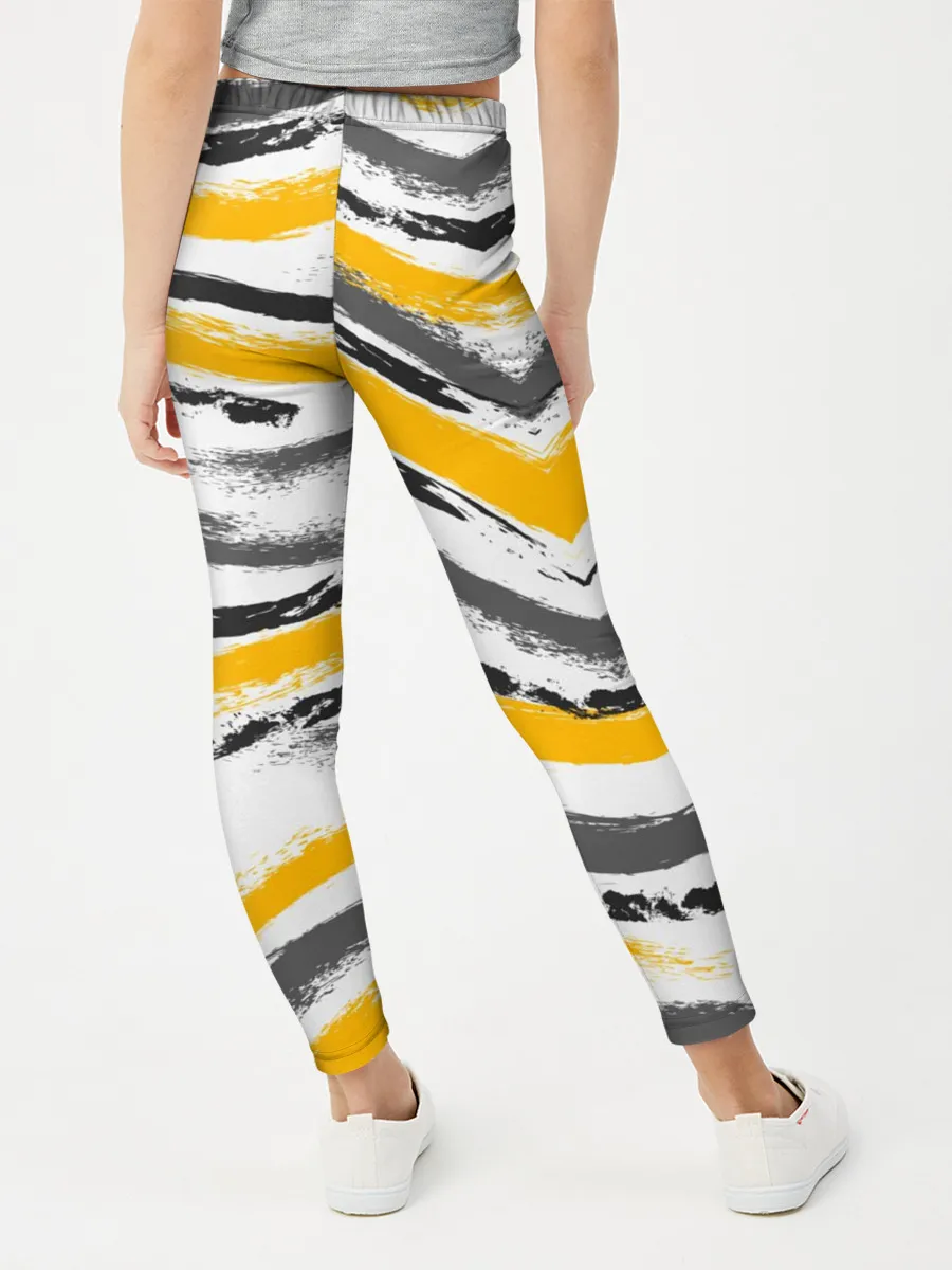 Леггинсы для девочки / Серый-желтый