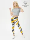 Леггинсы для девочки / Серый-желтый