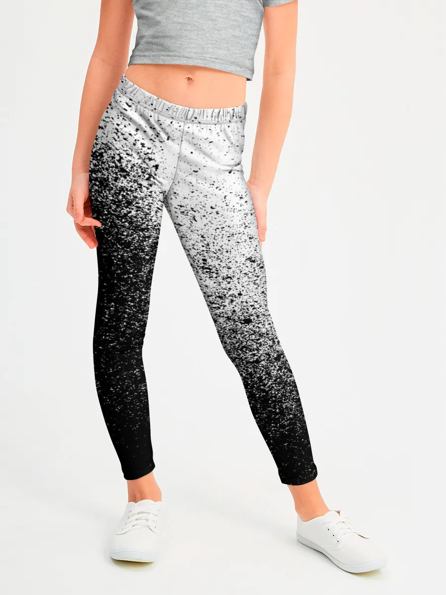 Леггинсы для девочки / БРЫЗГИ КРАСОК ЧЁРНЫЙ