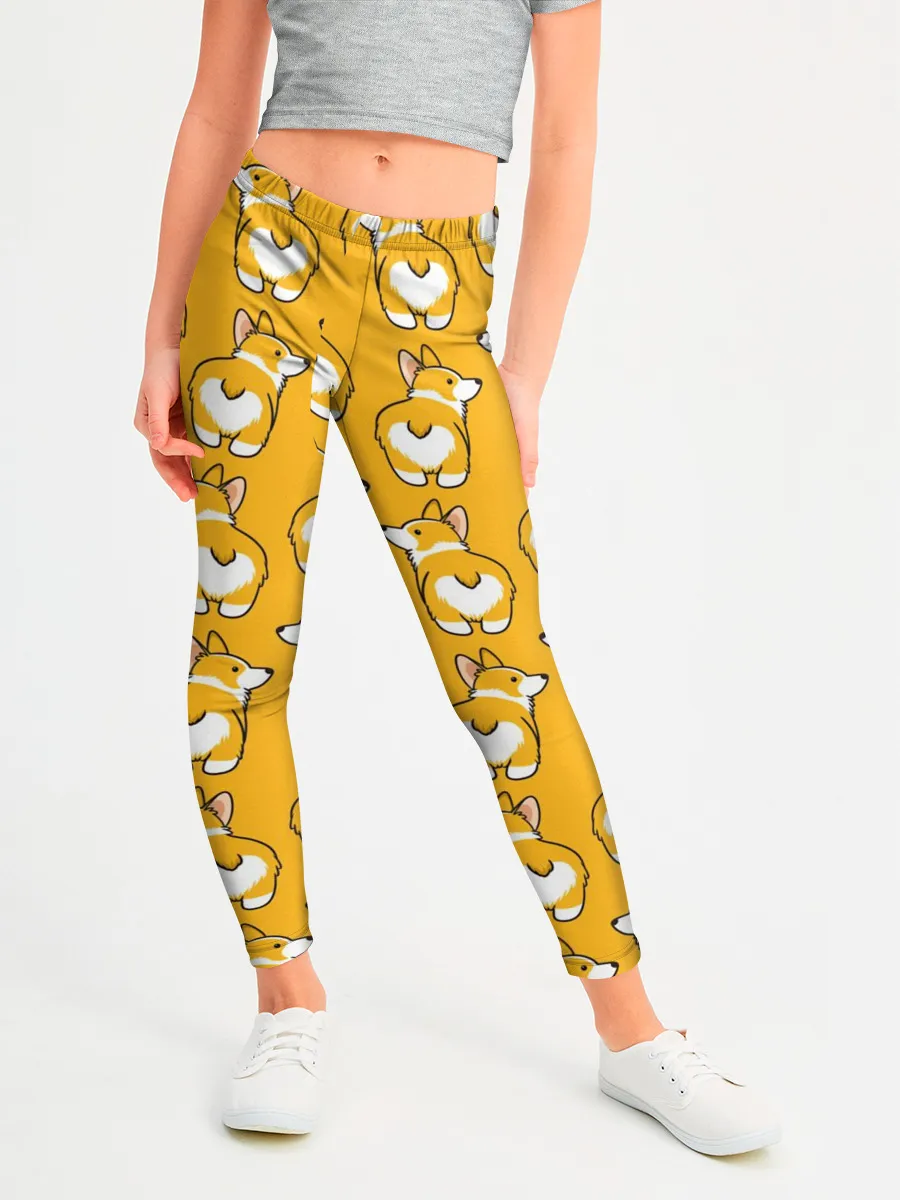 Леггинсы для девочки / Корги Паттерн