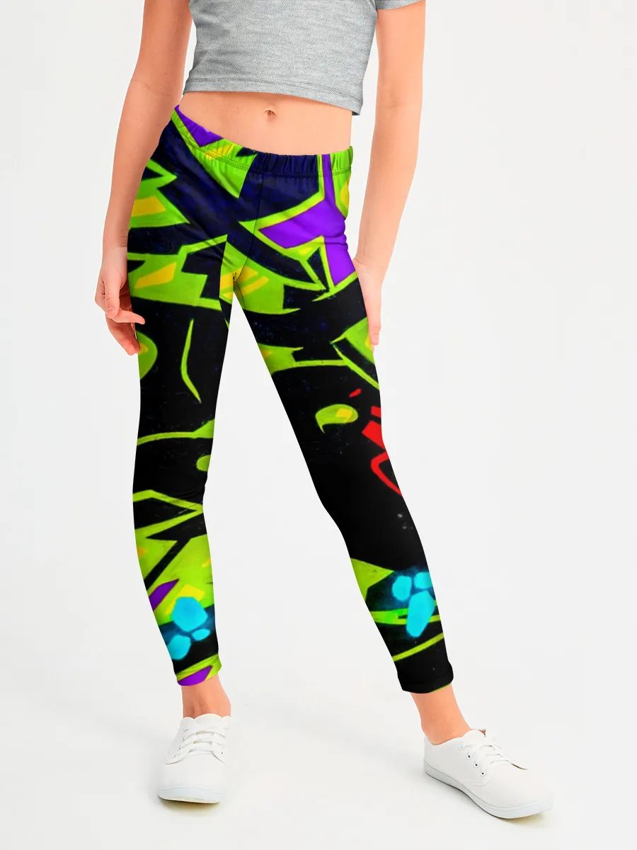 Леггинсы для девочки / Кислотное Граффити