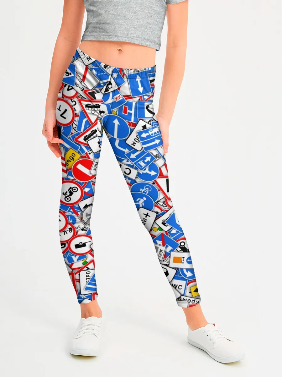 Леггинсы для девочки / Дорожные знаки. Стикербомбинг