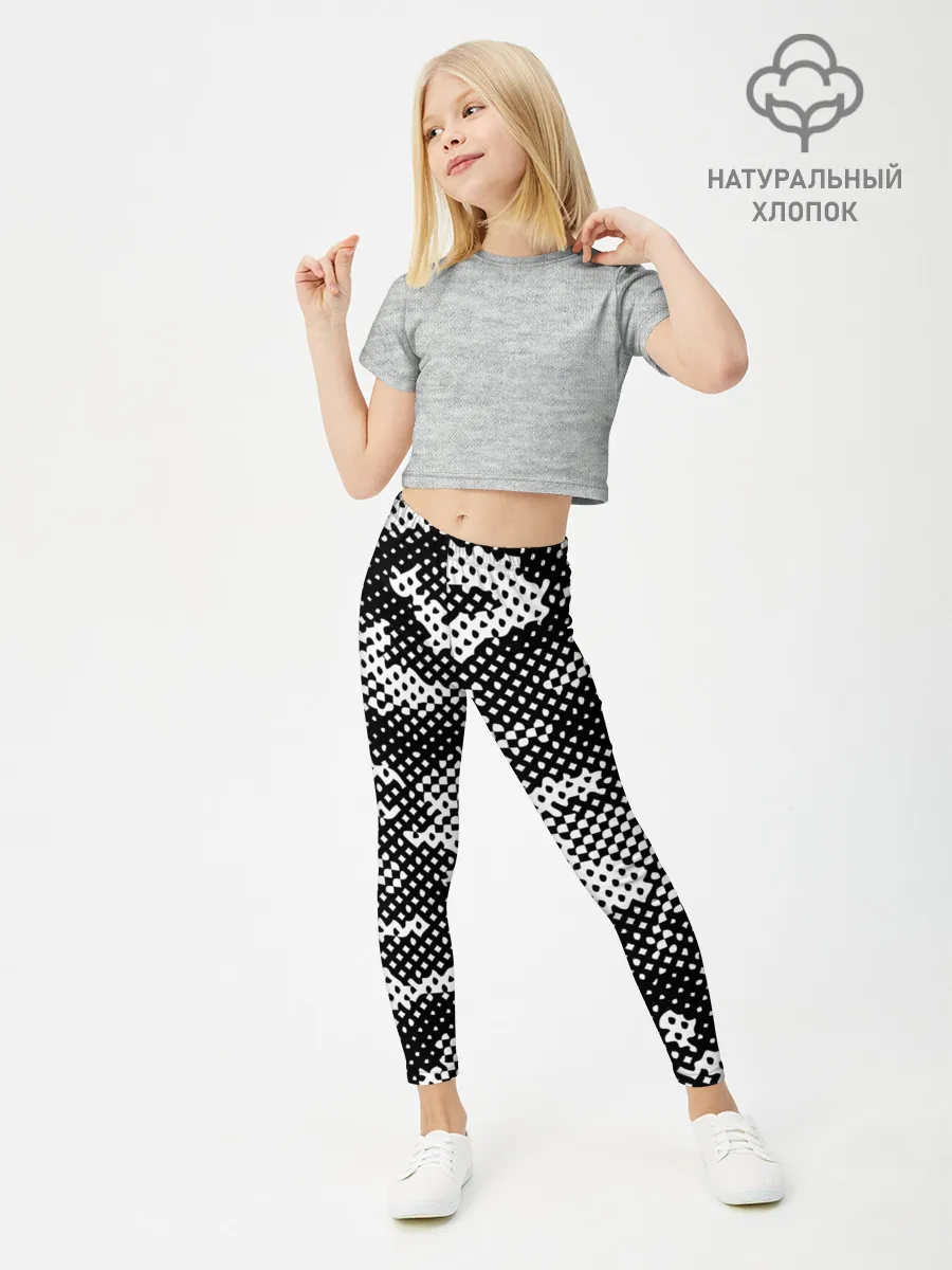 Леггинсы для девочки / Черный камуфляж