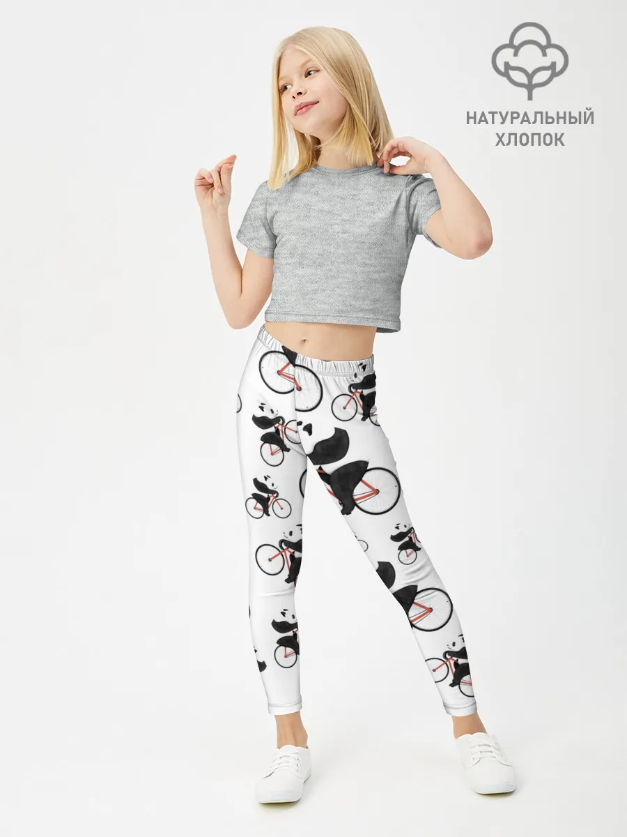 Леггинсы для девочки / Панды На Велосипеде