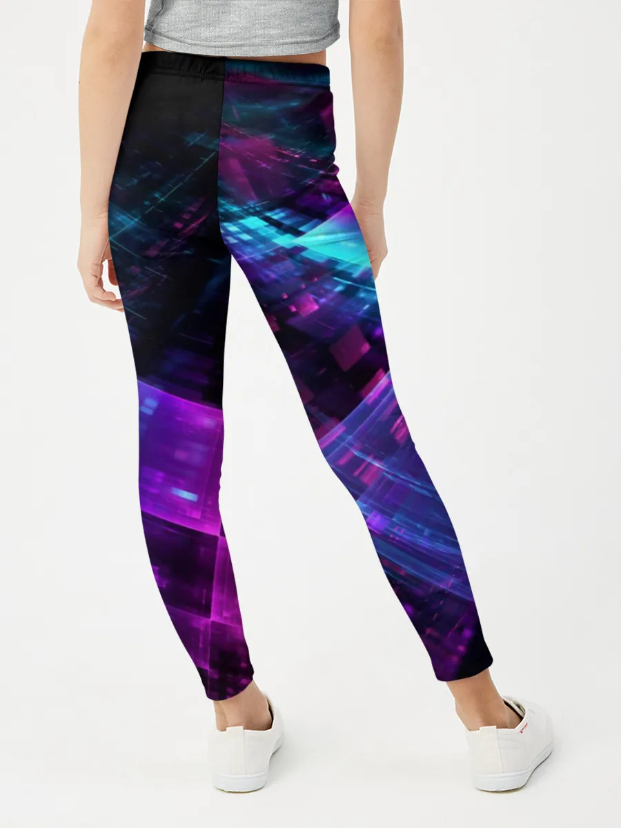 Леггинсы для девочки / Неоновая абстракция