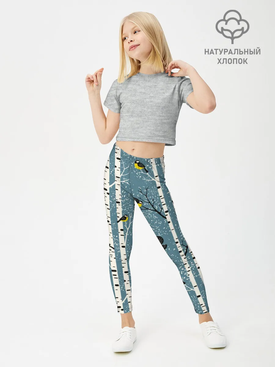 Леггинсы для девочки / Синички на берёзах