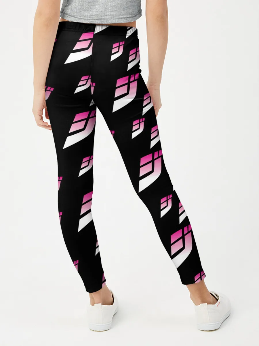 Леггинсы для девочки / Джоджо паттерн розовые лого