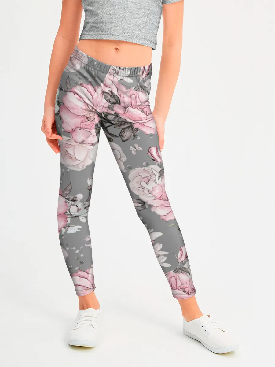Леггинсы для девочки / Розовые розы