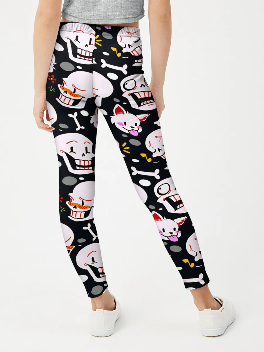 Леггинсы для девочки / Черепа и Котики