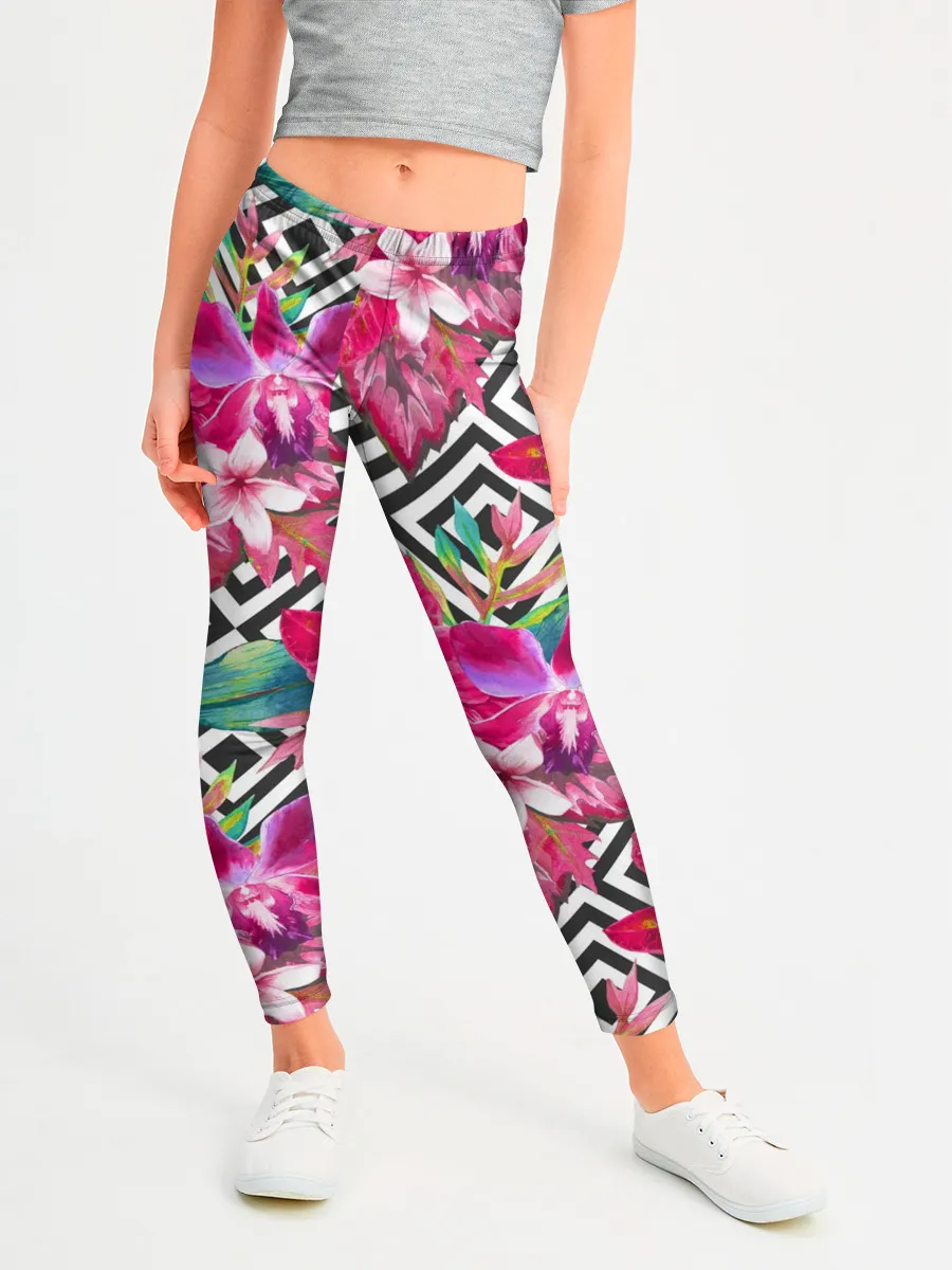 Леггинсы для девочки / Тропические цветы