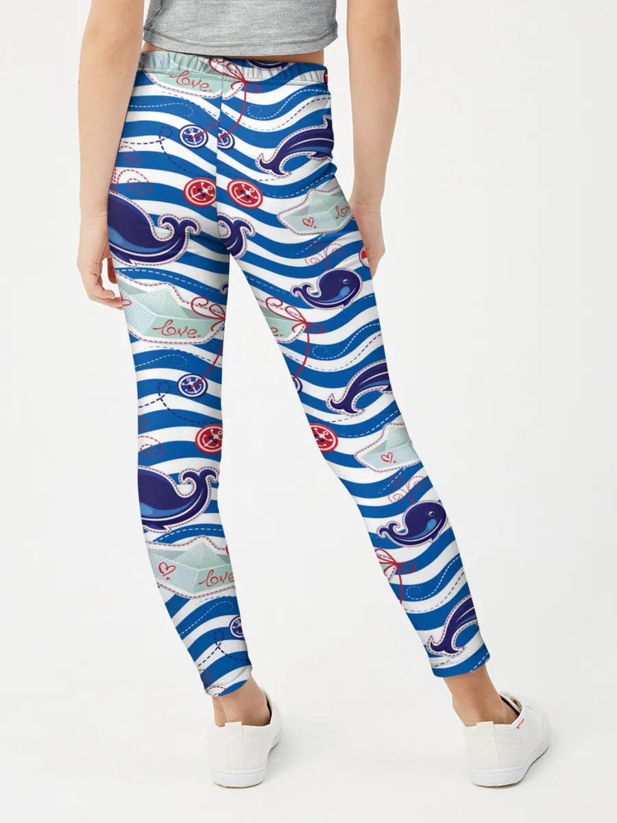 Леггинсы для девочки / Киты и дельфины