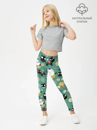Леггинсы для девочки / Совы и котики