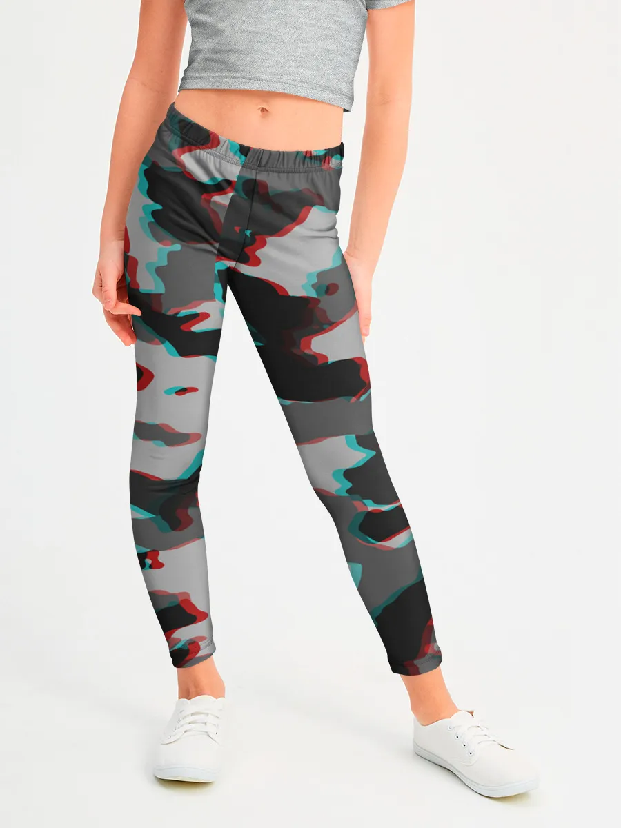 Леггинсы для девочки / Серый камуфляж