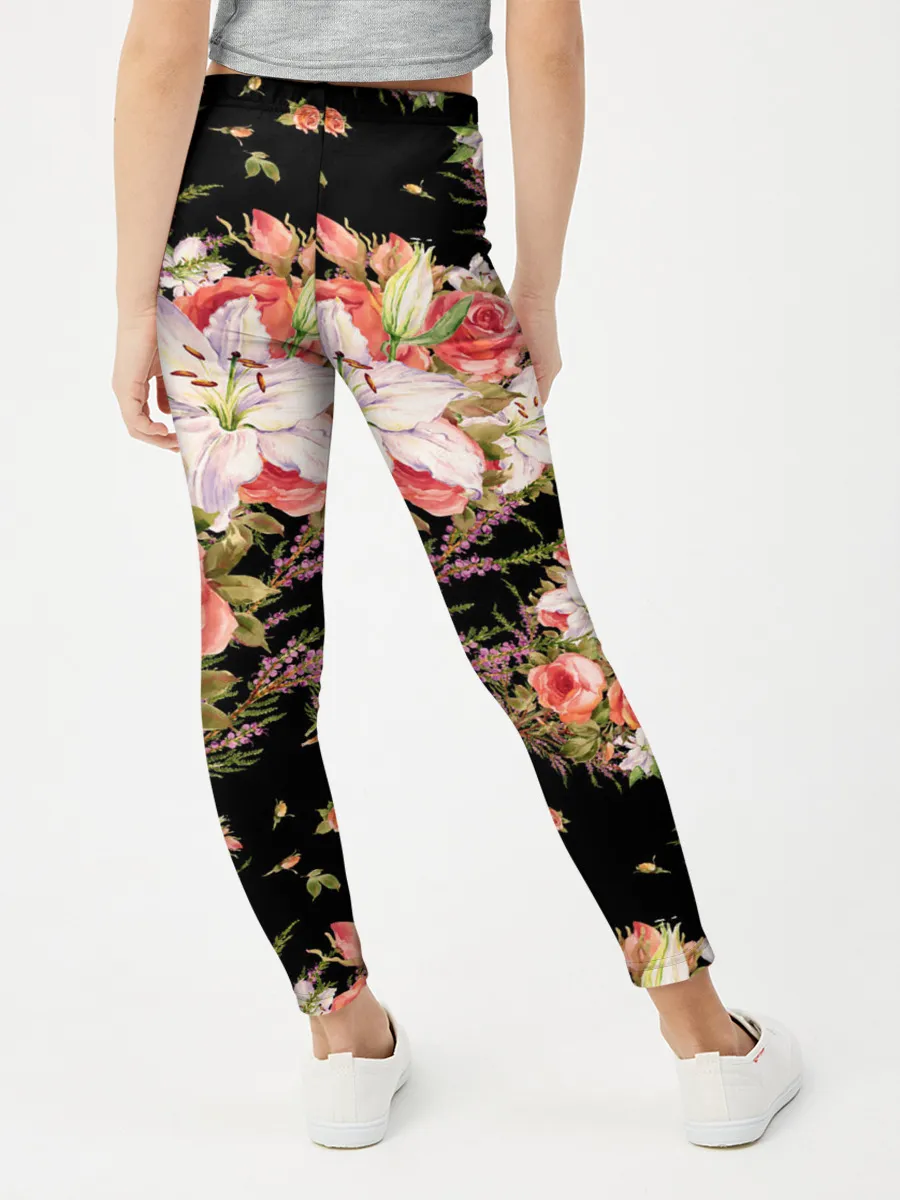 Леггинсы для девочки / Лилии и розы