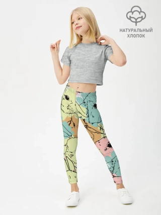 Леггинсы для девочки / Акварельные Зайки