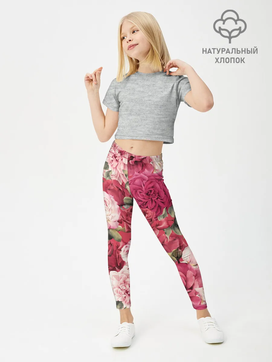 Леггинсы для девочки / Акварель, розы