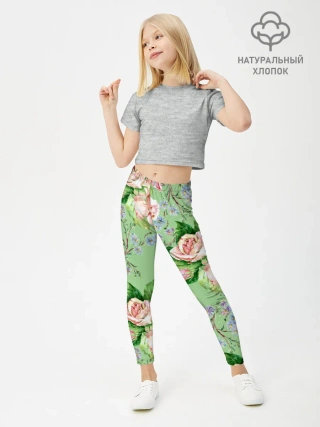 Леггинсы для девочки / Розы и васильки