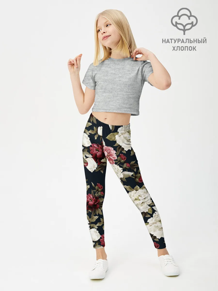 Леггинсы для девочки / Акварель, розы