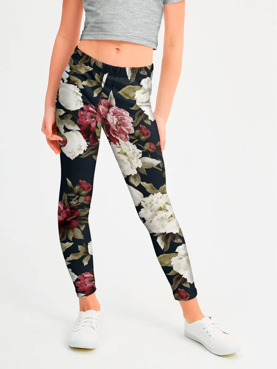 Леггинсы для девочки / Акварель, розы