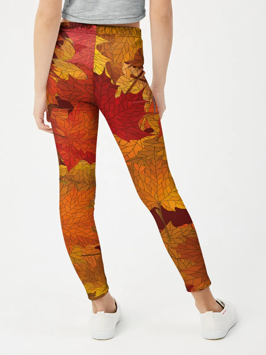 Леггинсы для девочки / Осенние листья