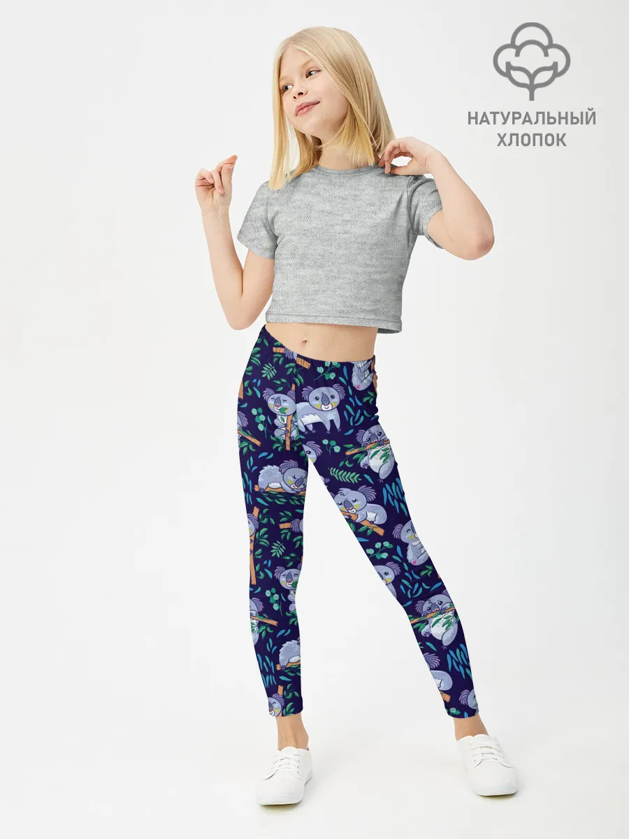 Леггинсы для девочки / Фиолетовые коалы