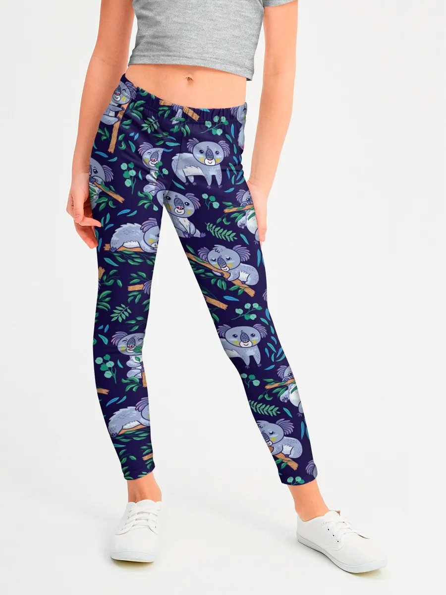 Леггинсы для девочки / Фиолетовые коалы