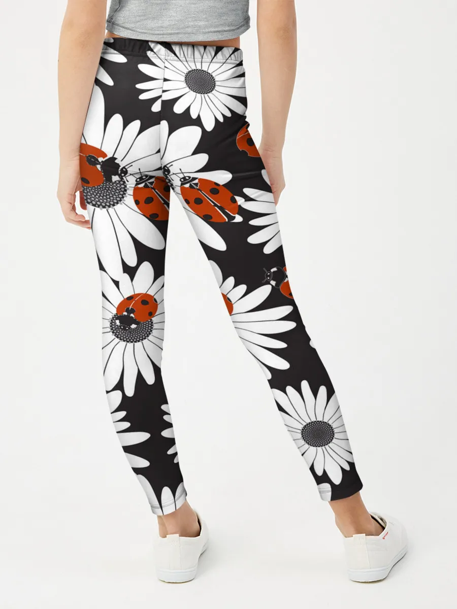 Леггинсы для девочки / Божьи коровки на ромашках